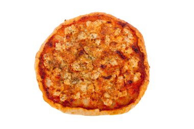 Tavuk pizza üzerinde beyaz