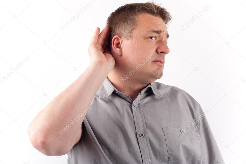 Senior man trying to hear