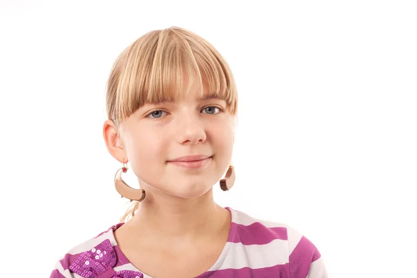 Flicka med hennes hörapparater — Stockfoto