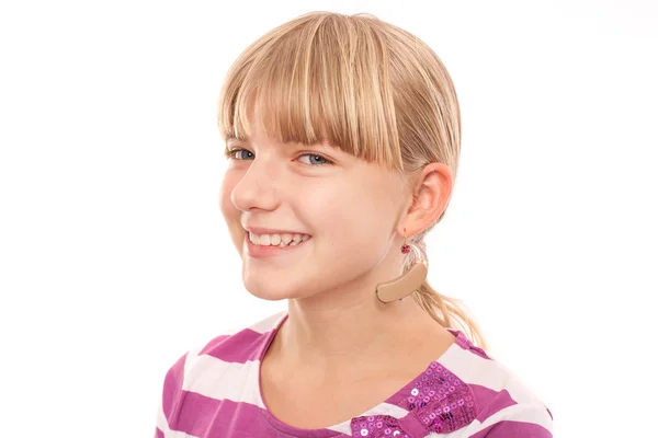 Meisje met haar gehoorapparaten — Stockfoto