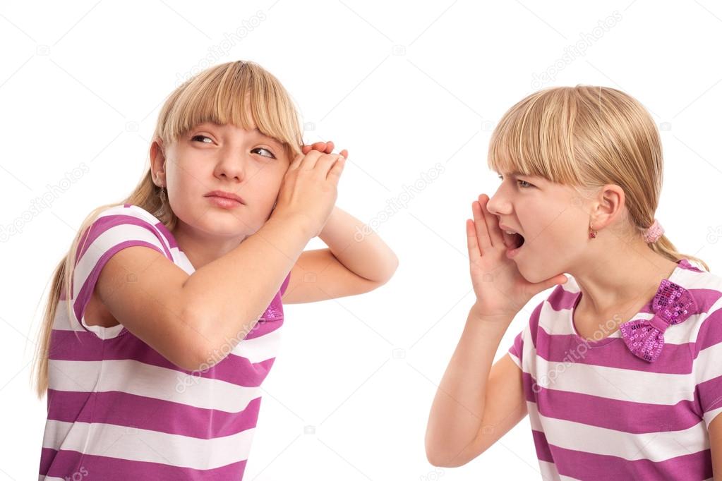 Girl shouting to her girlfriend