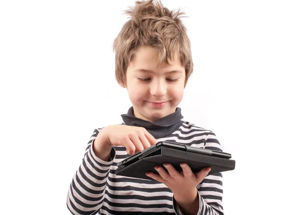 Kid with tablet in hands — Stock Photo, Image