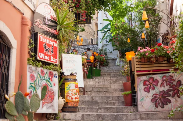 Restaurang i Taormina city — Stockfoto