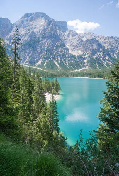 Sjön Braies i Dolomiterna — Stockfoto