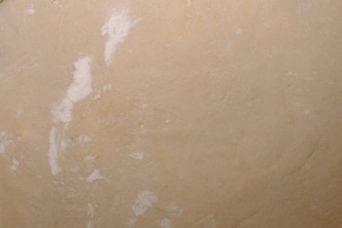 Kadın mutfakta ev yapımı meyveli börek yapıyor. Hamur köftelerini yakından modelliyorum. Kadın elleri köfteleri yontuyor..