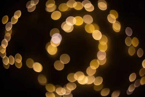 Золотой Абстрактный Боке Черном Фоне Яркие Огни — стоковое фото