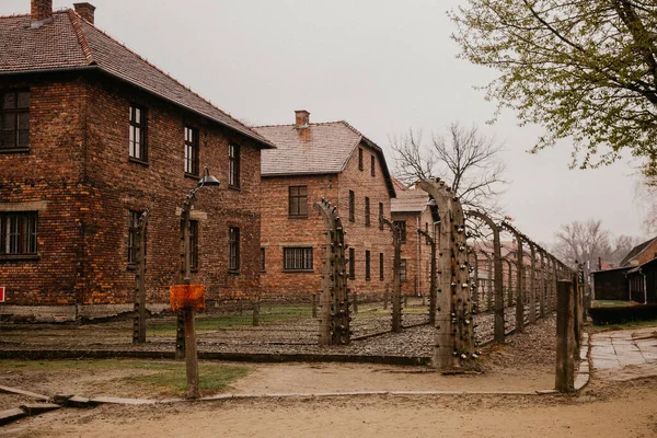 Auschwitz Polonia 2019 Valla Eléctrica Auschwitz Polonia Concepto Del Holocausto — Foto de Stock