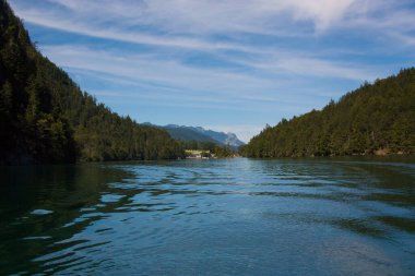 Schonau am Konigssee, güzel alp manzarası, dinlenmek için bir yer, Bavyera Almanya
