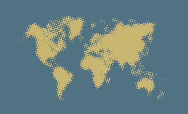 Gelbe halbtonfarbene Illustration der politischen Weltkarte. — Stockvektor