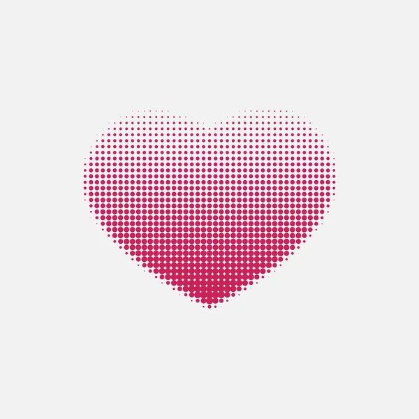 Corazón rojo pintado con puntos . — Vector de stock