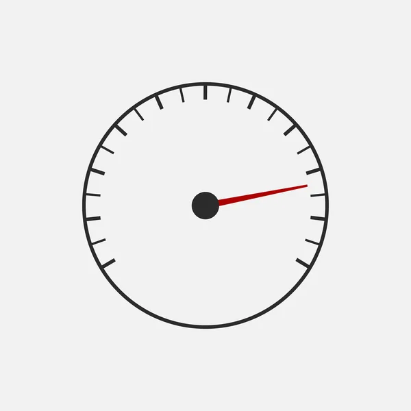 Спідометр або символ тахометра зі стрілкою на білому тлі . — стоковий вектор