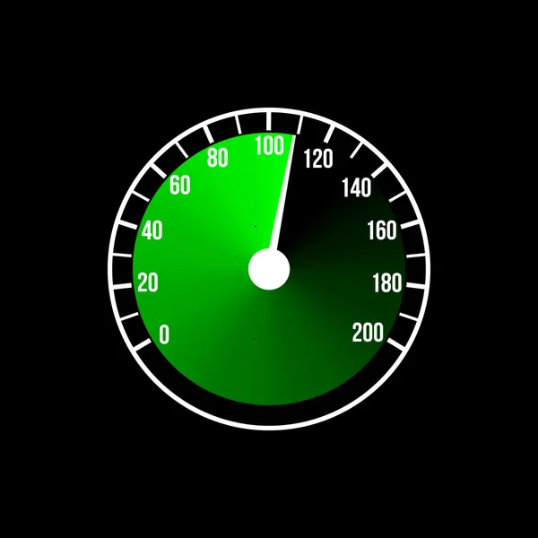 Gröna hastighetsmätare illustration design på en svart bakgrund. — Stock vektor