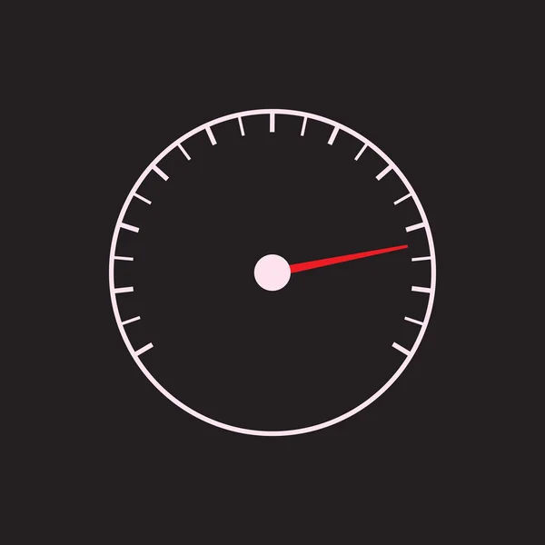 Speedometer or tachometer symbol with arrow on a black background. — Stock Vector