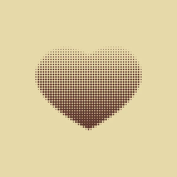 Corazón marrón oscuro pintado con puntos . — Vector de stock