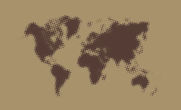 Marrón medio tono político mapa del mundo Ilustración . — Vector de stock