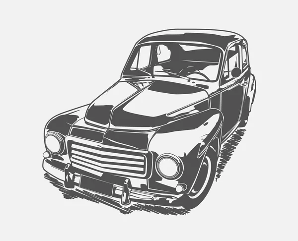 Voiture rétro peinte en noir. Art vectoriel . — Image vectorielle