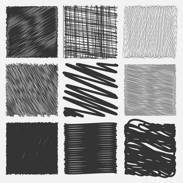 Collection of backgrounds with linear doodles. — Stock Vector