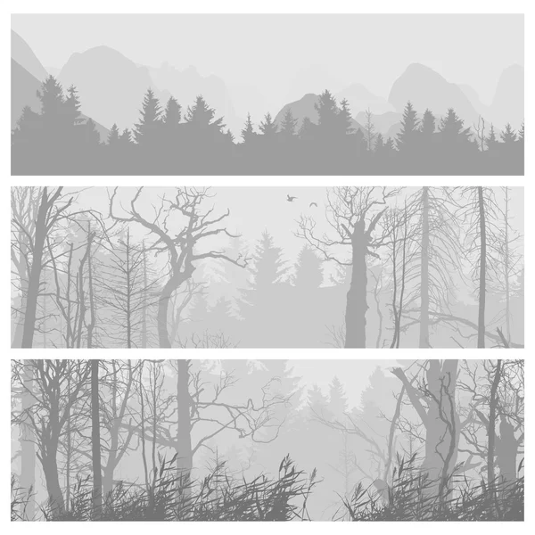 Wild forest horizontal banners. — Stock Illustration Wild forest horizontal banners. Vector Graphics