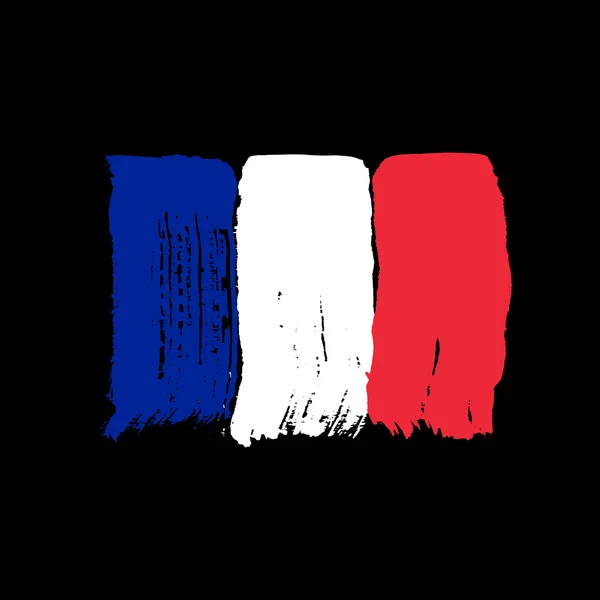 Bandera de Francia sobre fondo negro . — Vector de stock