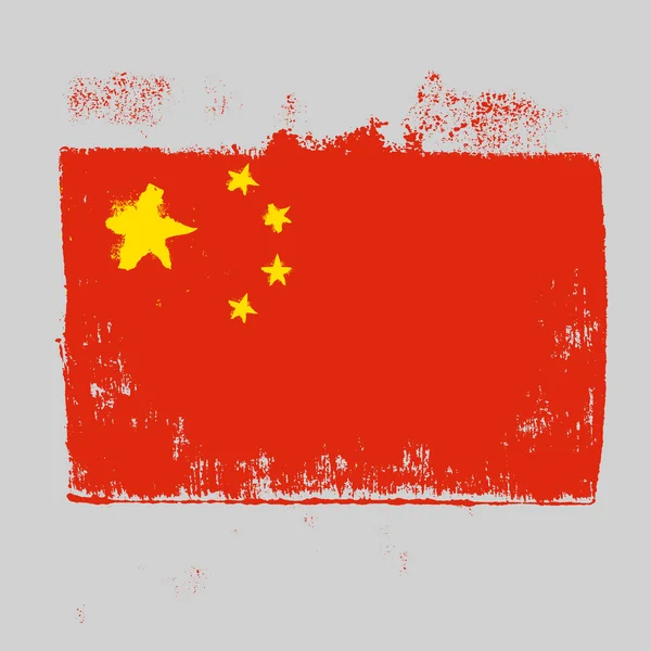 Drapeau de la Chine sur un fond gris . — Image vectorielle