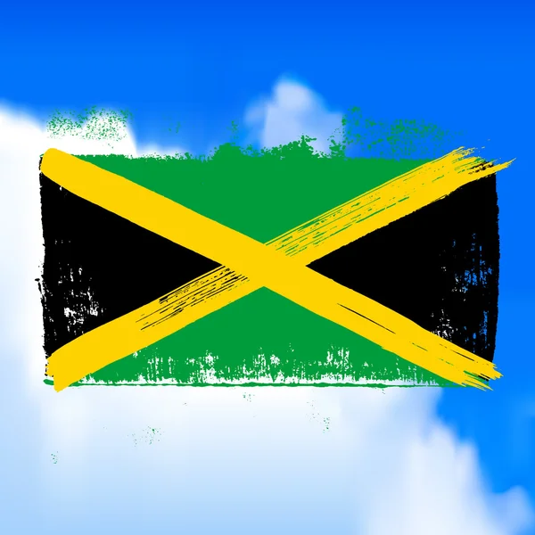 Flagga Jamaica mot himlen. — Stock vektor