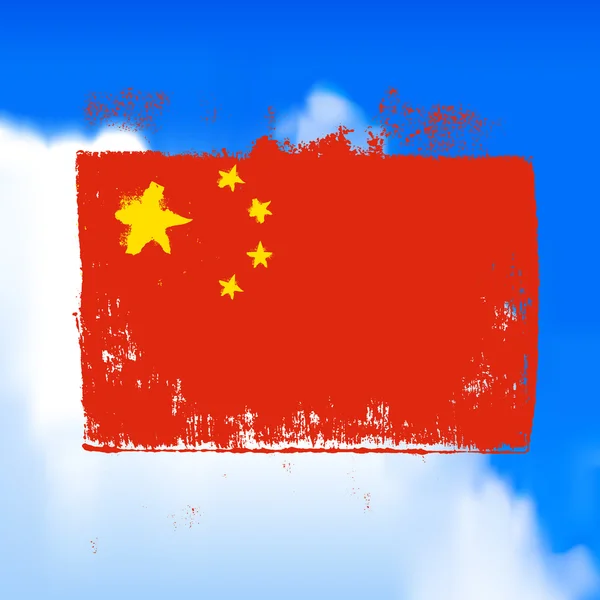 Флаг Китая против неба. — стоковый вектор