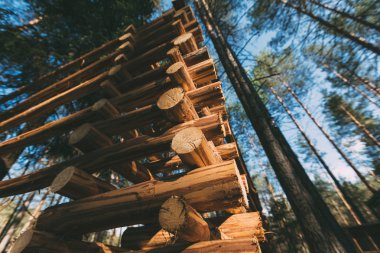 Ahşap inşaat alt görünümü kadar barlar.