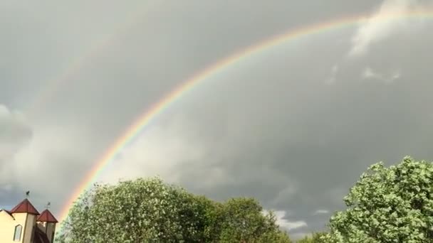 Rainbow after the rain. — Stock Video