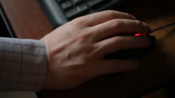 Man uses a computer mouse. — Stock Video