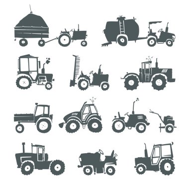 Tractors icon set clipart