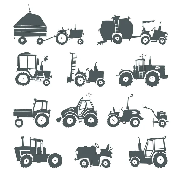Ensemble d'icônes tracteurs — Image vectorielle
