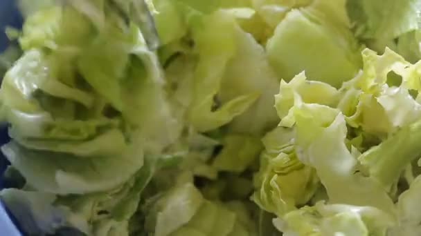 Close-up van een salade mengen — Stockvideo