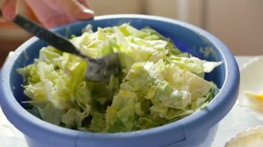 sebze salatası karıştırma