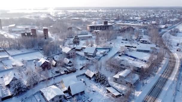 Volosovo město v zimním leteckém videu — Stock video
