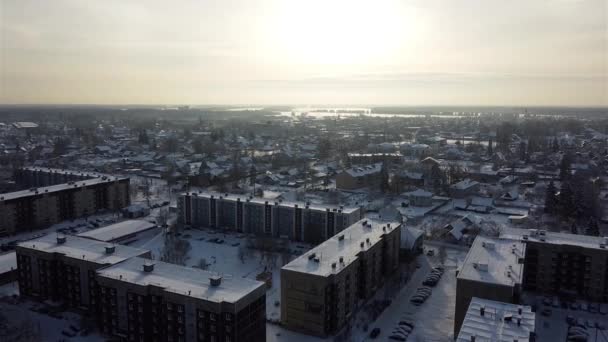 Wolosowo Stadt im Winter Luftbild-Video — Stockvideo