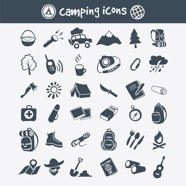 Ensemble icône de camping — Image vectorielle