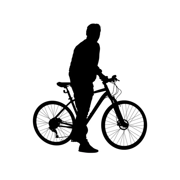 Silhouette uomo in bicicletta — Vettoriale Stock