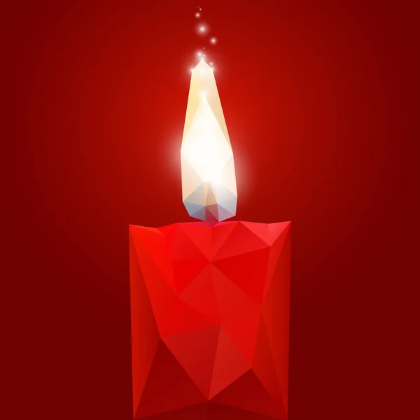 Polygonale rote brennende Kerze — Stockvektor
