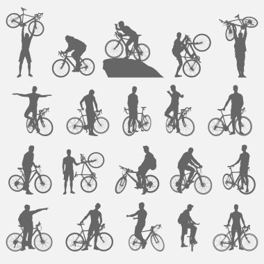 bicyclists siluetleri seti