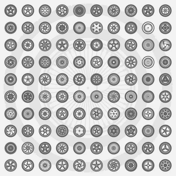Set ruote per auto. Icone dei cerchi — Vettoriale Stock