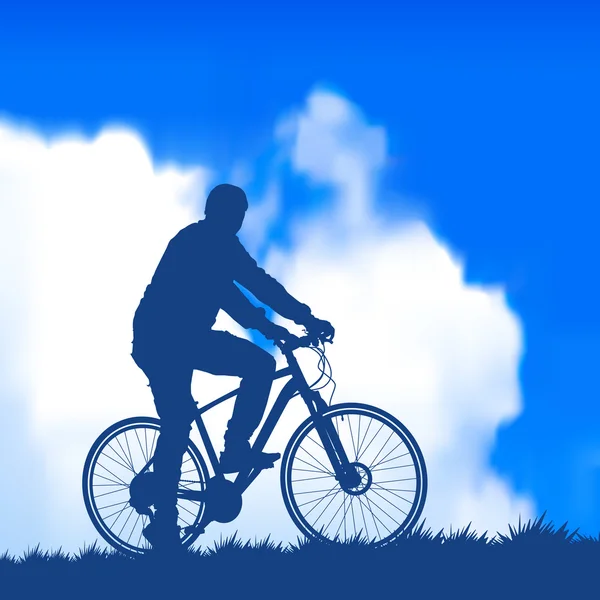 Silhouette de cycliste — Image vectorielle