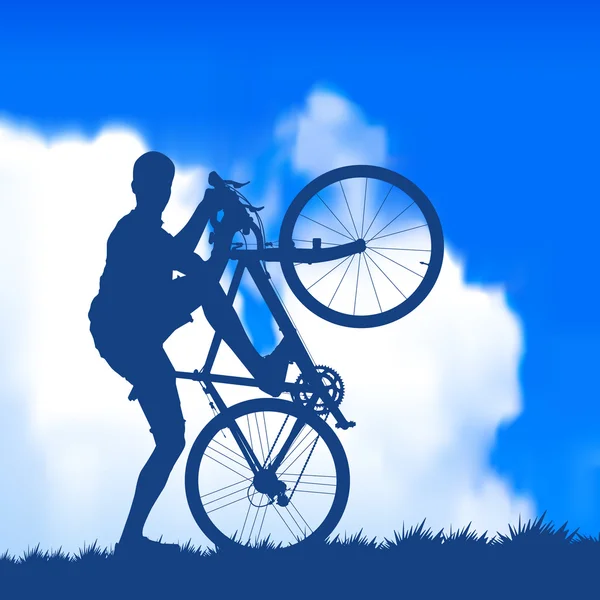 Silhouette de cycliste — Image vectorielle