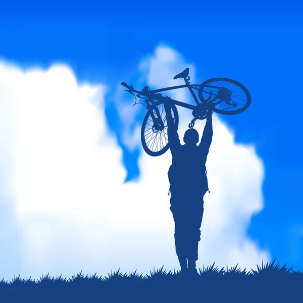 Silhouette of a cyclist — Stock Vector