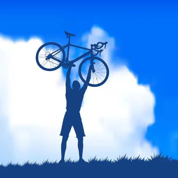 Silhouette de cycliste — Image vectorielle