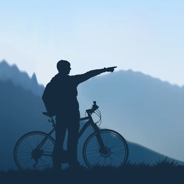 Cycliste dans les montagnes — Image vectorielle