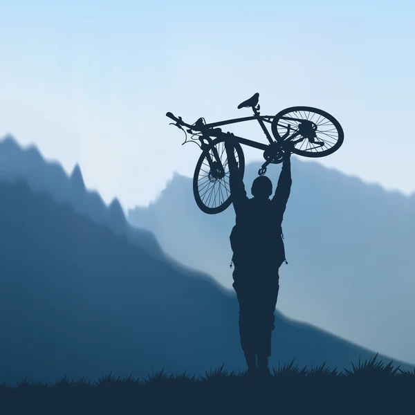 Cyklist i fjällen — Stock vektor