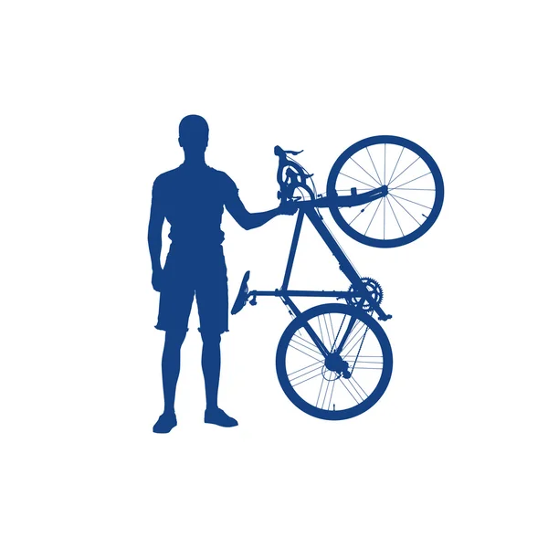 Silhouette de cycliste — Image vectorielle