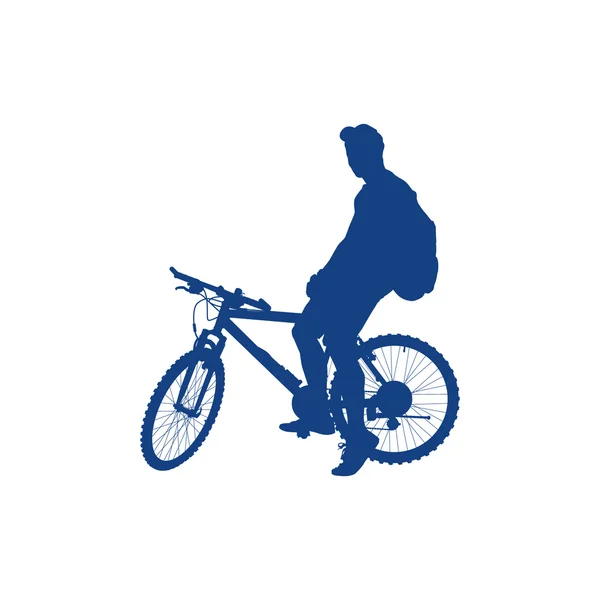 Silhouet van een fietser — Stockvector