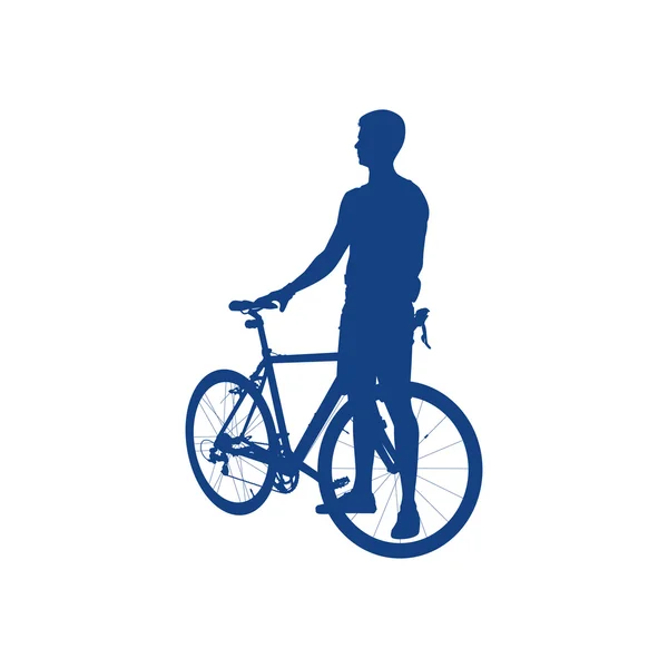 Bir bisikletçinin silueti — Stok Vektör