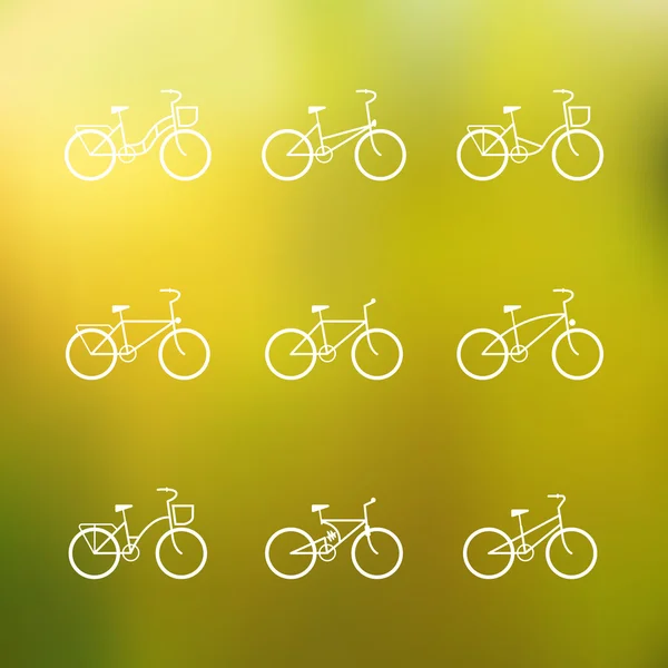 Carteles de bicicleta. vector conjunto de iconos de bicicleta simples — Archivo Imágenes Vectoriales